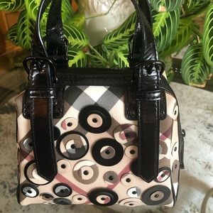 BURBERRY mini bag leather trim vinyl with dustbag